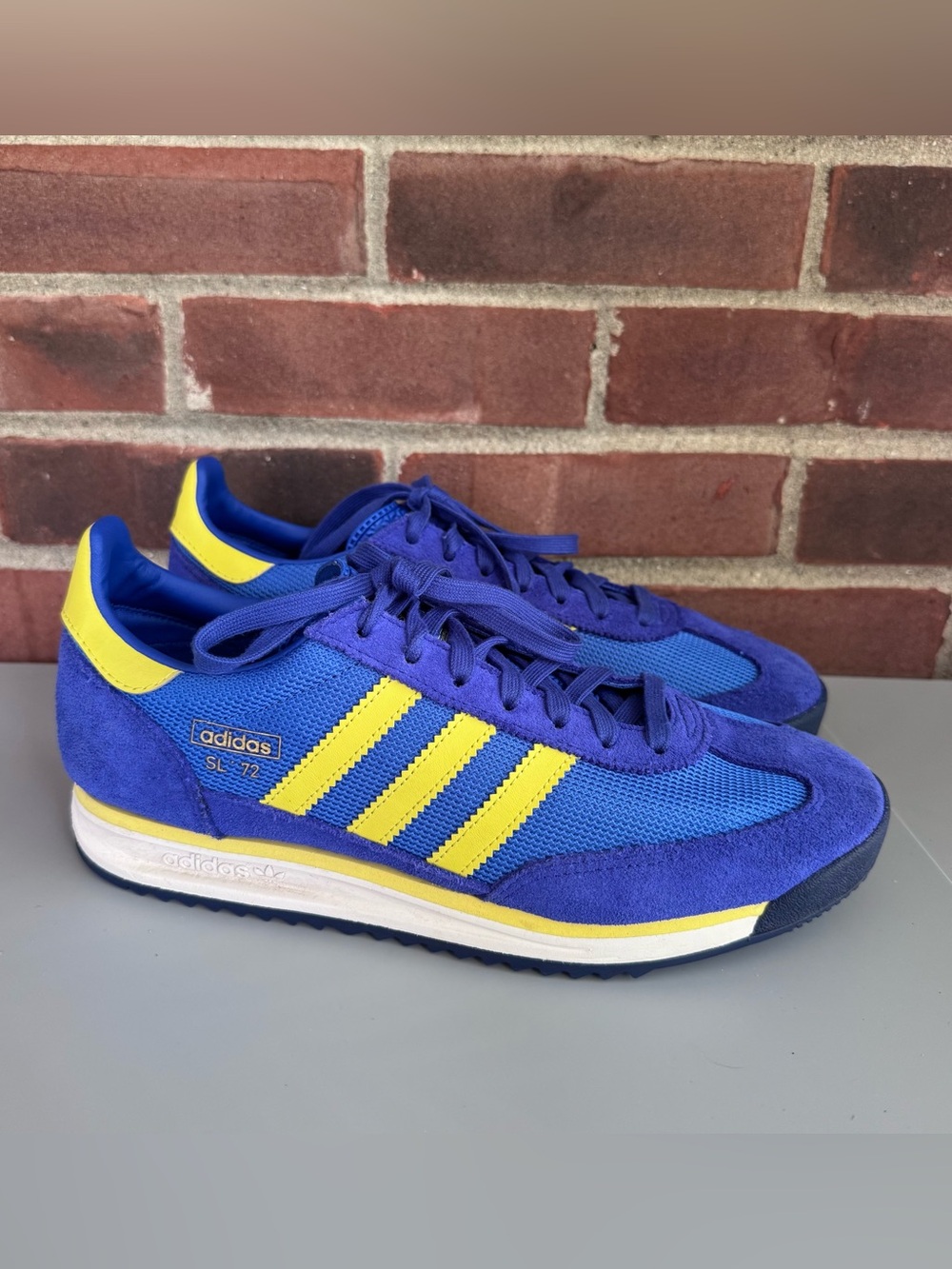 Adidas Originals SL 72 Blue Yellow Retro Running Shoes Men’s 10.5 Suede Sneakers